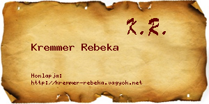 Kremmer Rebeka névjegykártya